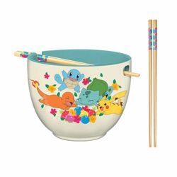 Pokémon Kanto Friends Floral Boxed 20oz Ceramic Ramen Bowl with Chopsticks