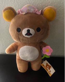 San-X Rilakkuma Hat & Flower 13" Plush Toy Japan Teddy Bear Stuffed Animal