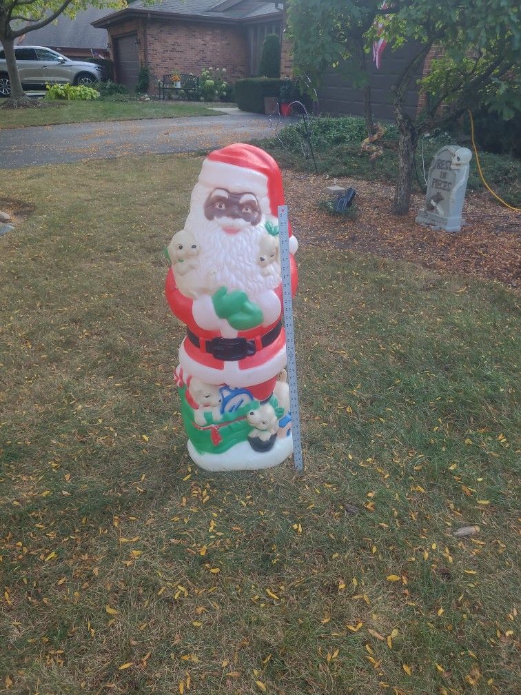 Vintage African American Santa Claus Blowmold 