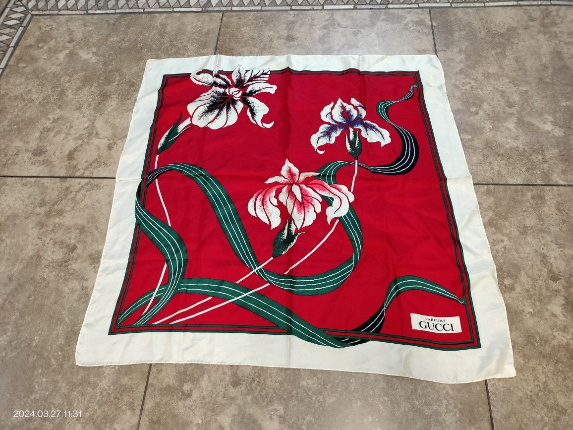 Gucci Border Festival Flora Bandana Silk Scarf