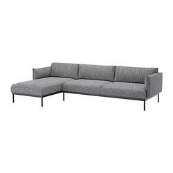 APPLARYD Sectional 4-Seat with Chaise - Light Gray Black (USED)