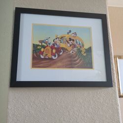 Original lithograph inspired by 's  1938 cartoon "Mickey's trailer" - $190.00
