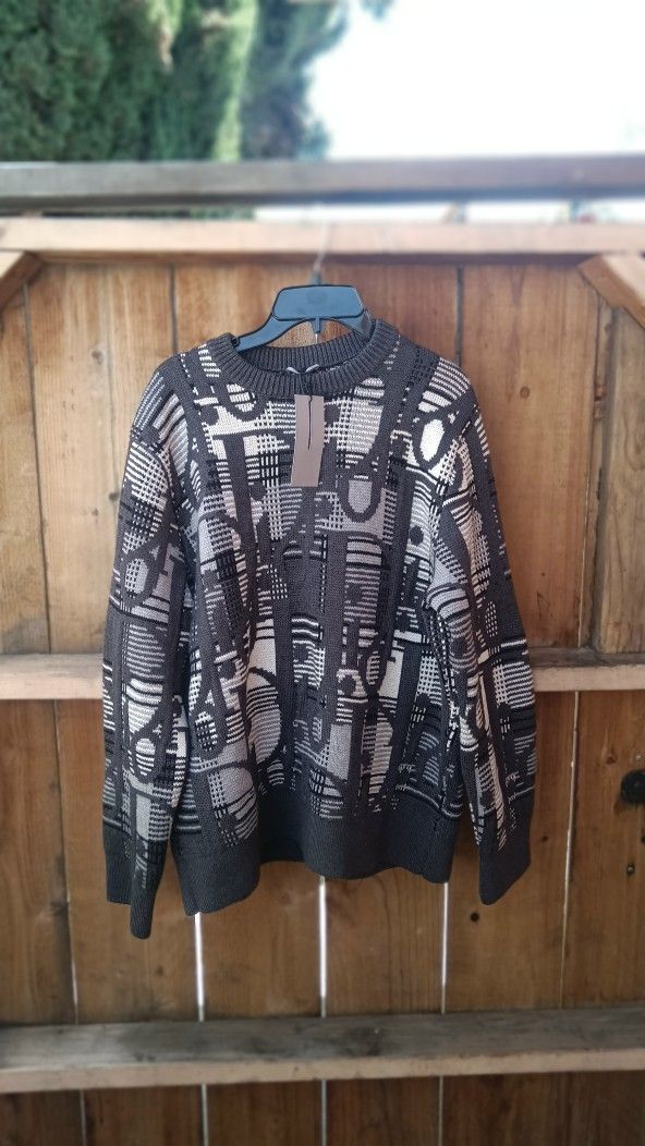 Christian Dior's grey oblique print wool jacquard pattern cardigan needle