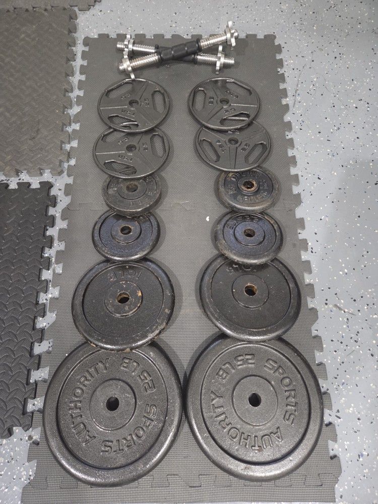 Weight Plates Weightlift Excercise Workout Bench Press Curl Adjustable Dumbbells Handles 1inch Hole Metal Plates 