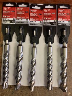 Milwaukee SDS Plus Carbide Tip Concrete Bits Lot of 5