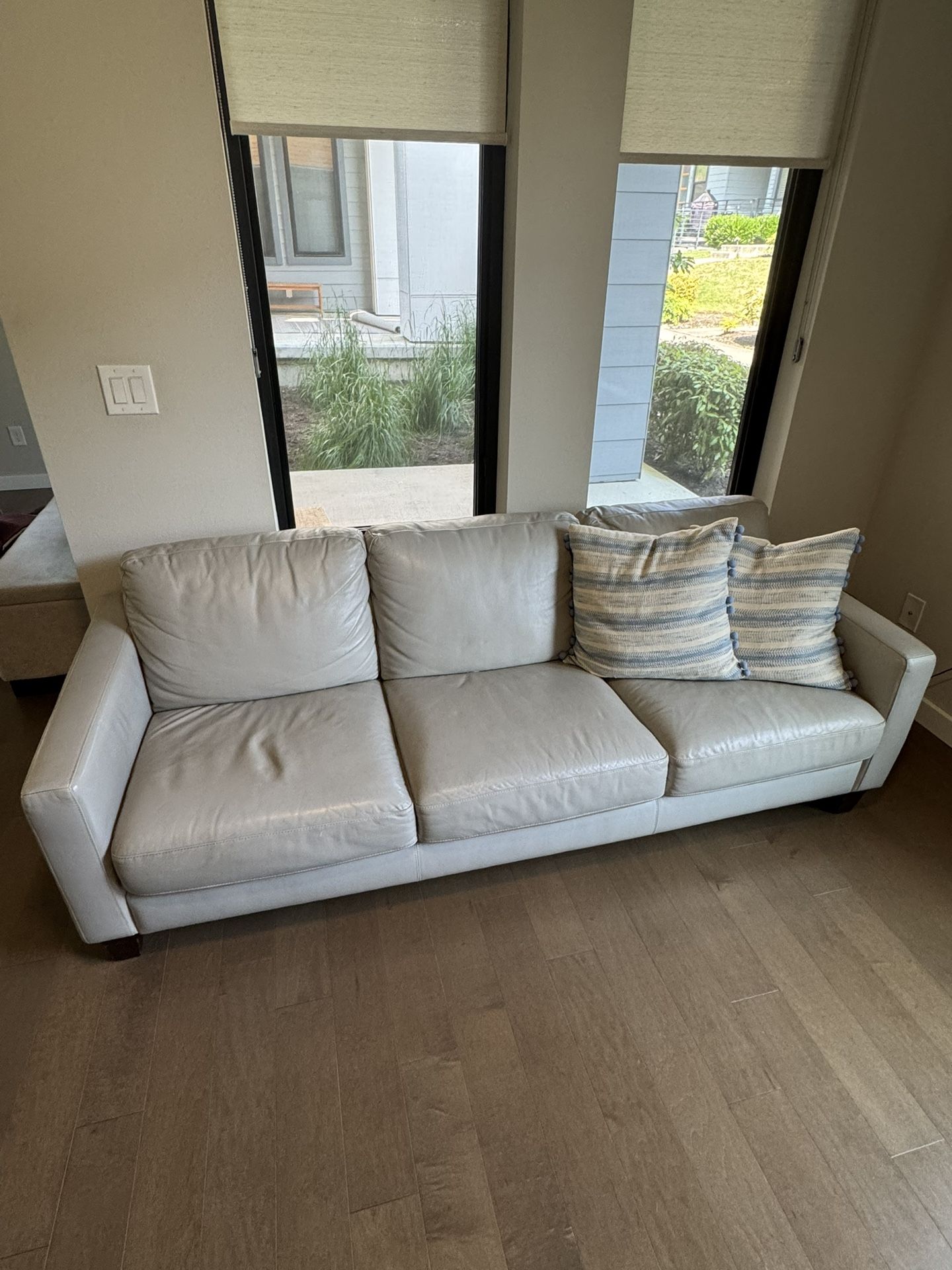 Modern Gray Leather Couch