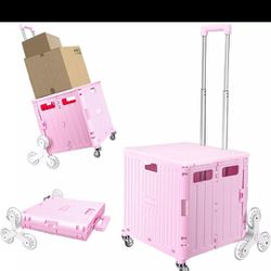 Honshine Foldable Cart with Stair Climbing Wheels, Collapsible Rolling Crate...