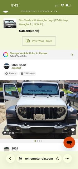 Jeep wrangler sun shade