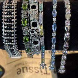 Sterling Silver Women’s Bracelet’s Some With Diamonds and Other Various Gemstones. The Prices Range from $20-$75