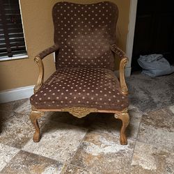 Brown Wood chair Polka Dots