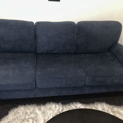 Blue velvet 3-seater couch