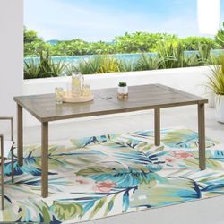 Steel Outdoor Dining Table, Wood Grain, New in Box