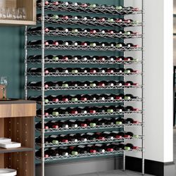 Regency 14" x 48" 12 Shelf 132-Bottle Wire Wine Rack with 74" Posts