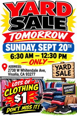 Yard sale Sunday 20th