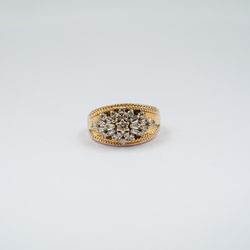 Antique Baguette & Round Diamond Burst Ring