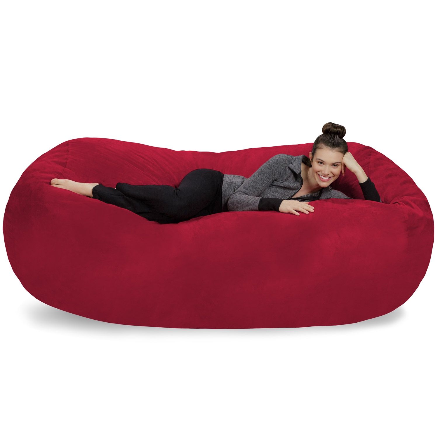 Sofa Sack Bean Bag Chair, Memory Foam Lounger with Microsuede Cover, All Ages, 7.5 ft, Cinnabar Cinnabar -