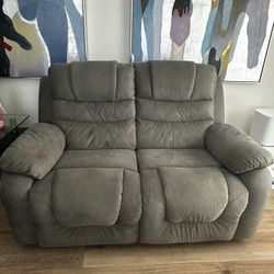 Gray Reclining Loveseat – Good Condition, Pickup Only