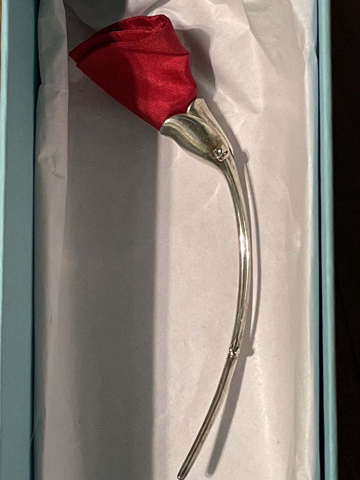 Tiffany Sterling & Silk Poppy Brooch