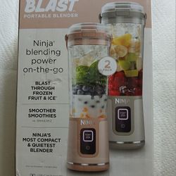Ninja Blast Two-Pack Portable Blender BC155PS - Peach & Stone - Brand New Sealed