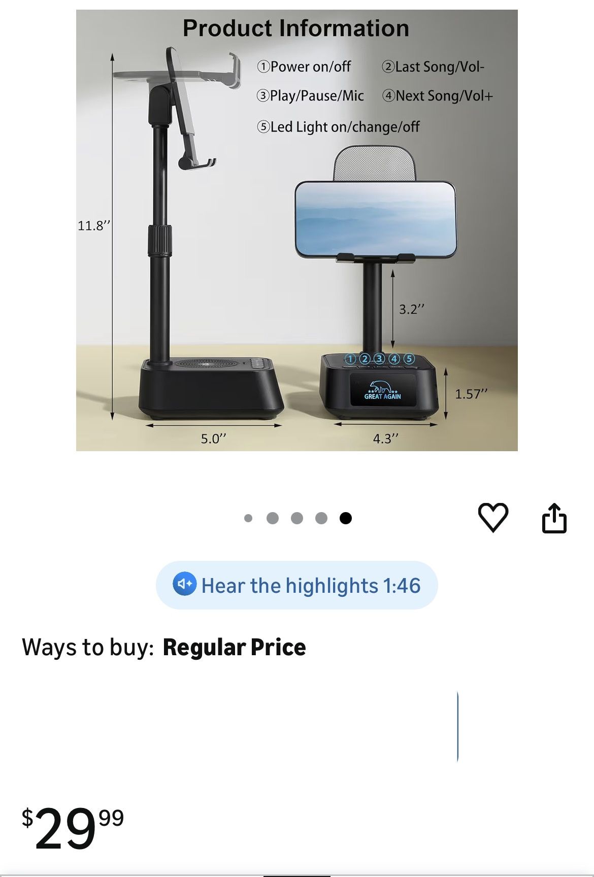 π In π¦ Gifts for Men Women,Phone Stand with Bluetooth Speaker,Adjustable Height Phone Holder with HD Stereo Sound Fits All Phones&Tablet