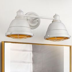 17” 2-Light French Antique White Wall Light