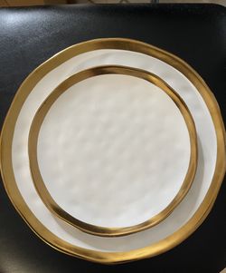 Fancy Gold Trimmer Porcelain Dinner Plate. Salad Plate And Soup Bowl