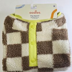 OODLES Checker Board Fleece Dog Sweater Size Large  NEW WITH TAGS