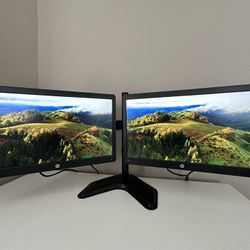 Dual HP Monitors  With Stand 