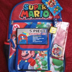 Super Mario 5 piece backpack set