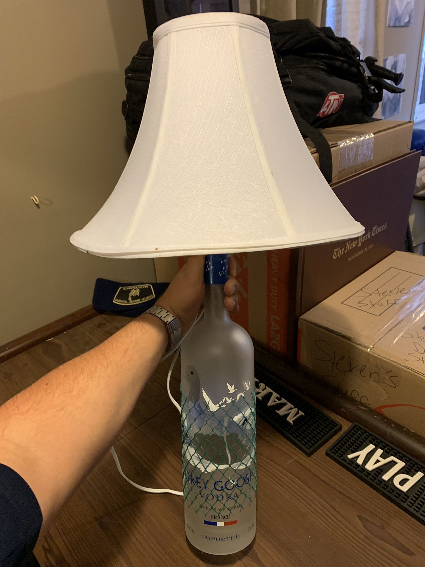 Big bottle grey goose lamp