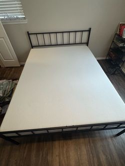 Queen Metal bed frame and mattress