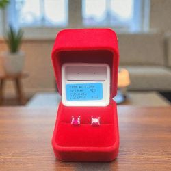 Ruby-Red Corundum Earrings 