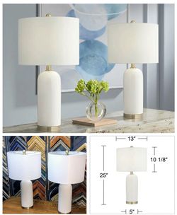 Mid Century Modern Coastal Luxury Table Lamp White Gold Ceramic Metal 
Exellent condition,  
Located [5900 Lewis st Dallas TX 75206]
No holds and cros