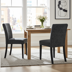 LOWE Modern Fabric Parsons Dining Chair Set of 2, Low Back, Black