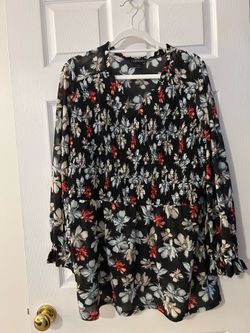Black Top with Flowers