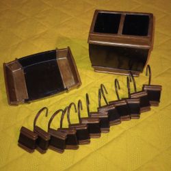 12 Shower Curtain Hooks, Soap Dish & Toothpaste/Toothbrush Holder 