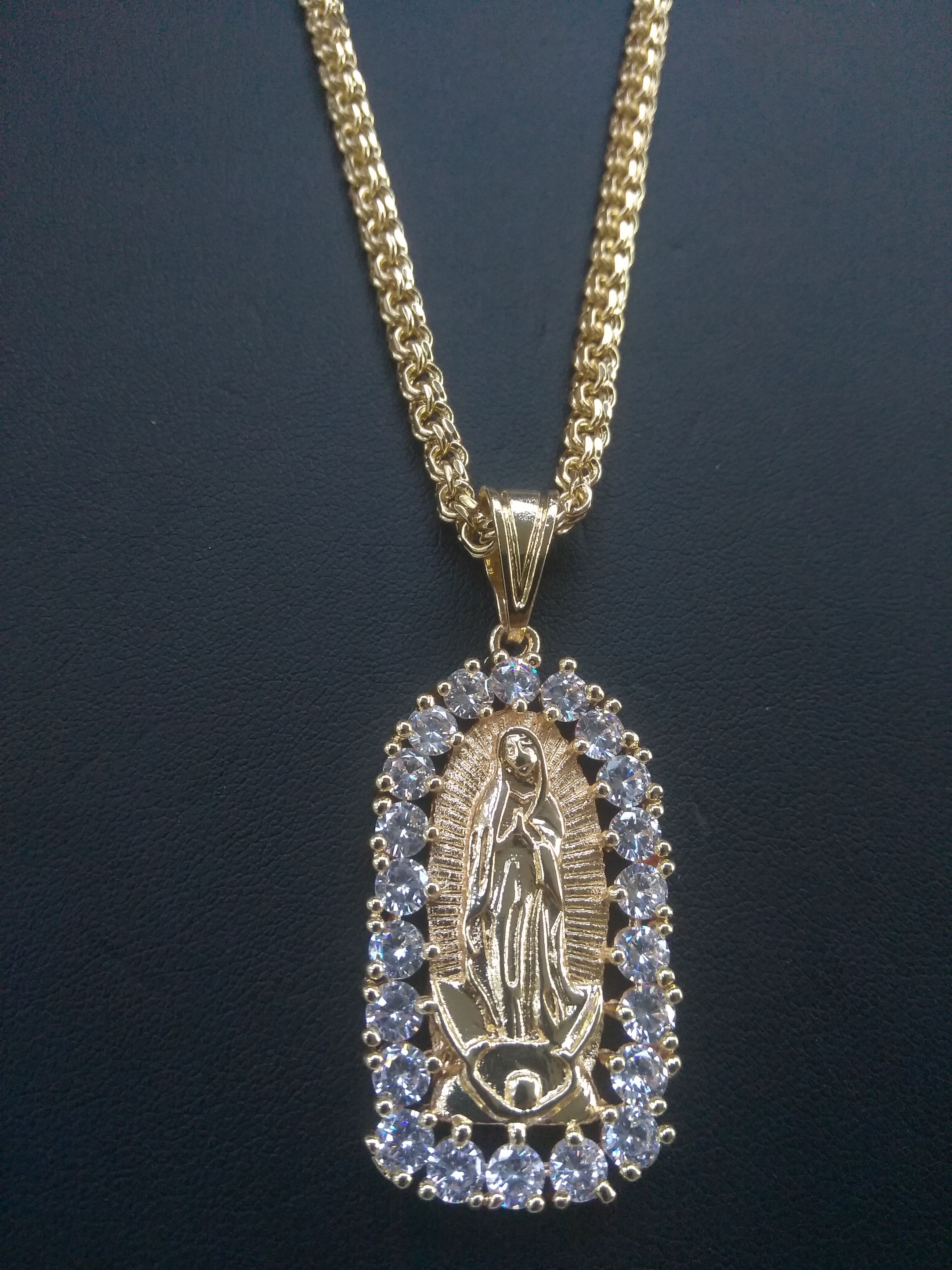 Cadena Tejido Chino con La Virgincita
