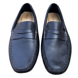 NORDSTROM Men Drivers Loafers Moccasins Size 11.5M Slip On Black Pebbled Leather