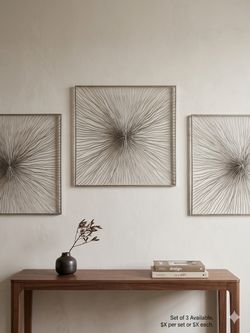 You can get 60 $ for all ,Set of 3 Modern Sunburst Metal Wall Art - goold Finish