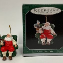 Hallmark Keepsake Christmas Tree Ornament Coca-Cola Time Santa and Elf Miniature