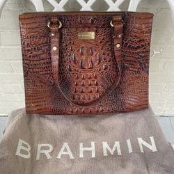Brahmin Brown Crocodile Embossed Tote Bag