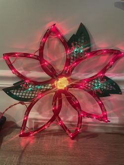 Vntg 2000 Impact Innovations Christmas Lighted Window Decoration, Poinsettia(#20