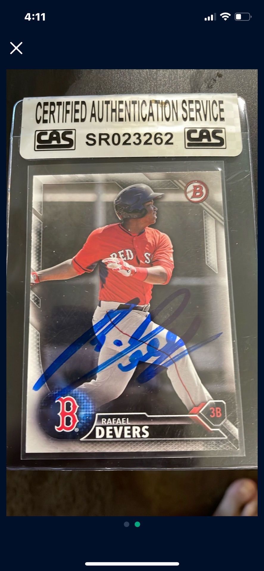 Rafael Devers Topps and bowman Rookie Card Autographs Certified Authentic