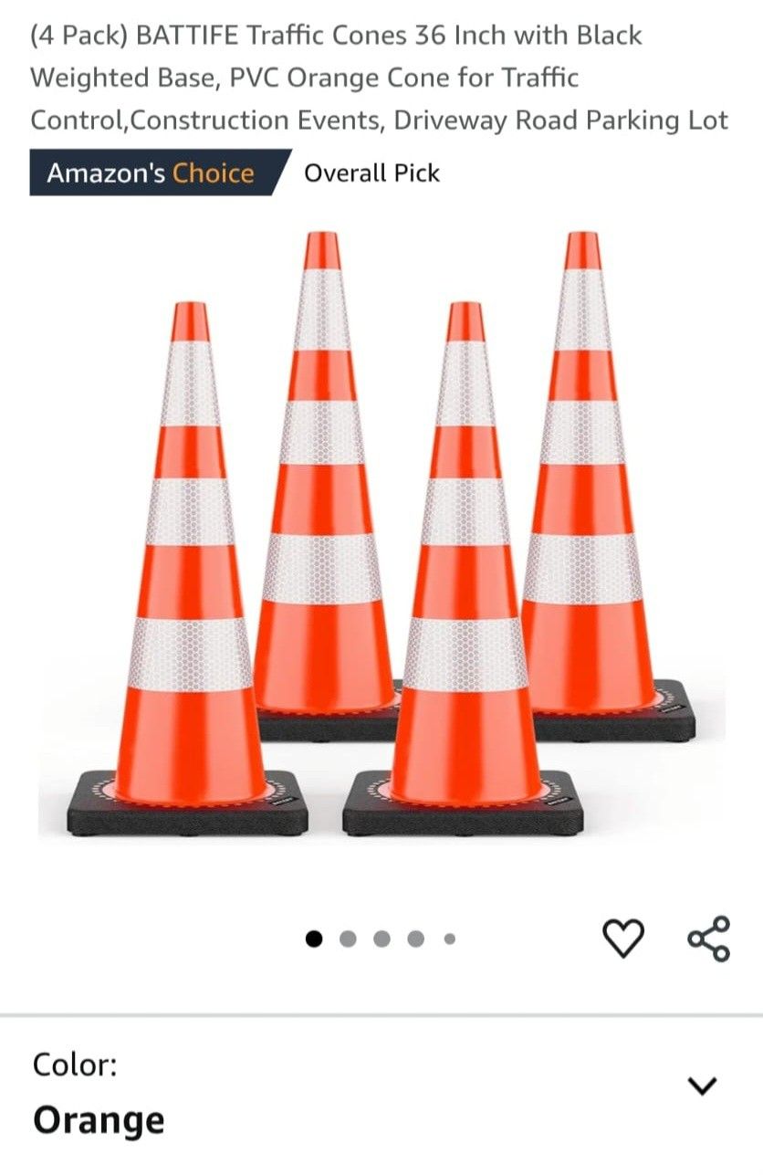 Traffic Safety Cones 36 Inch (4 Pack)