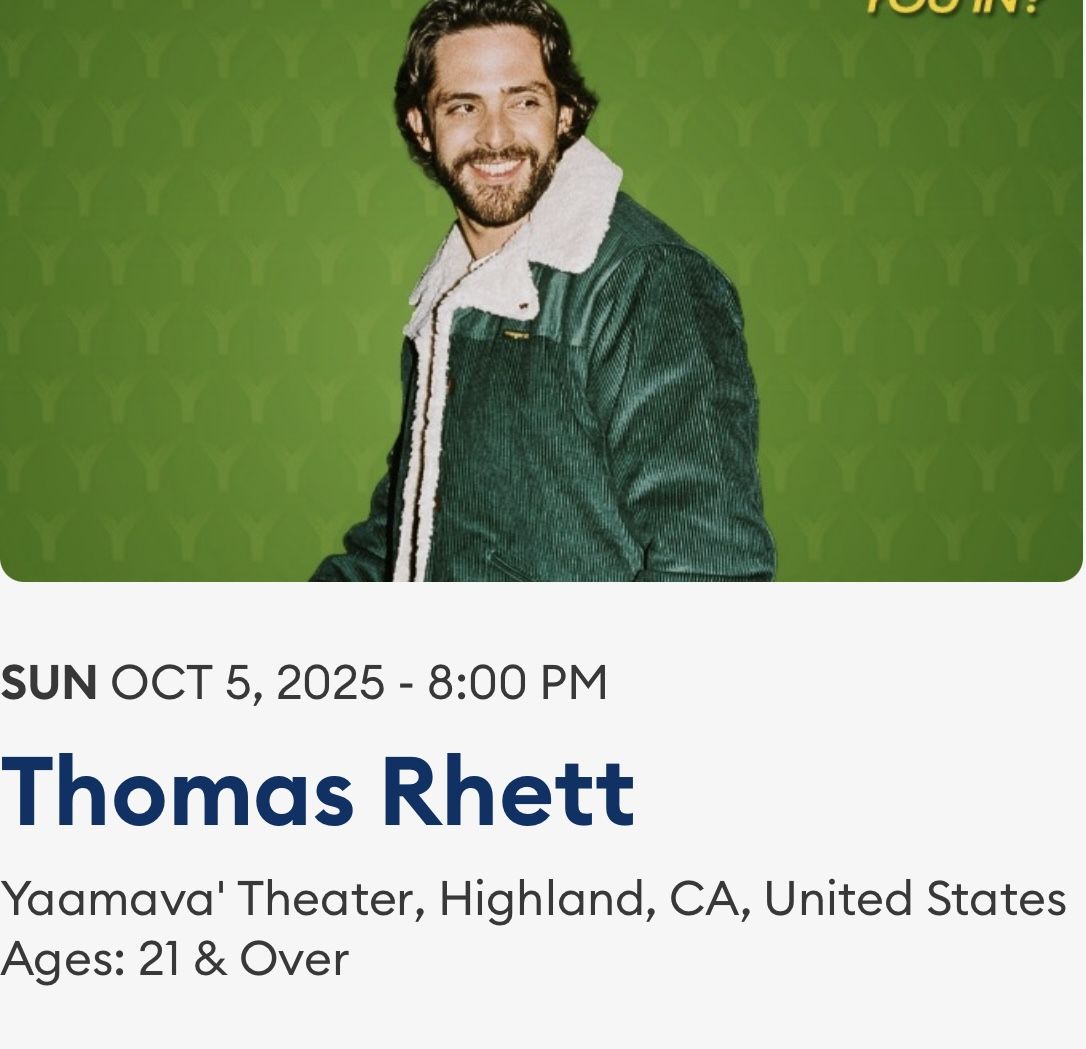 1 Concert Ticket For Thomas Rhett Tonight At Yaamava