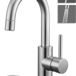 Tohlar Brushed Nickel Bar Sink Faucet Single Handle, Single Hole Bathroom Sink Faucet with Sprayer, Prep Wet Small Faucet for Kitchen/RV/Vanity, Bathr