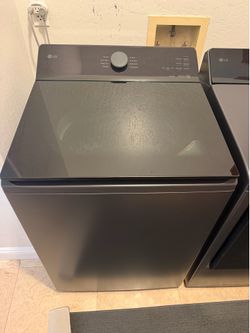 LG 7.3 cu ft Smart GAS Dryer + 5.3 cu ft Smart Top Load Washer - Matte Black (Like New)