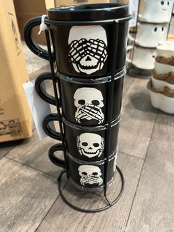 Skeleton espresso mugs set