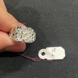 925 Silver Nugget Ring With Diamond Cut