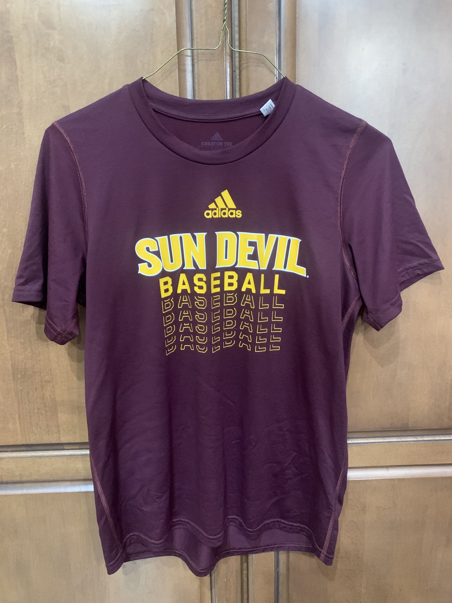 Adidas ASU Sun Devils Baseball Maroon Creator Tee/T-Shirt, Size: Men’s Medium